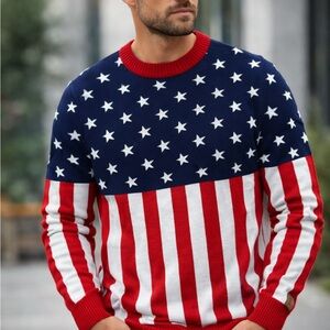 Tipsy Elves Men's Stars and Stripes Crewneck Sweater